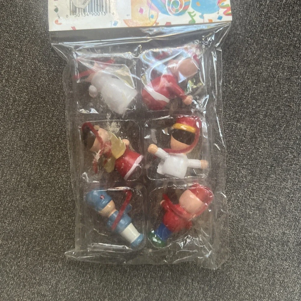 Bloom-Rite Christmas Ornaments Kids OS Multicolor Vintage 1987 Wooden 6pc Set